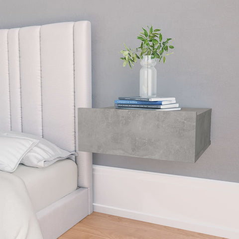 vidaXL Floating Nightstand Concrete Grey 40x30x15 cm Engineered Wood