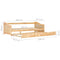 vidaXL Pull-out Sofa Bed Frame without Mattress Pinewood 90x200 cm