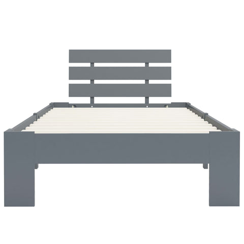 vidaXL Bed Frame without Mattress Grey Solid Pine Wood 90x200 cm