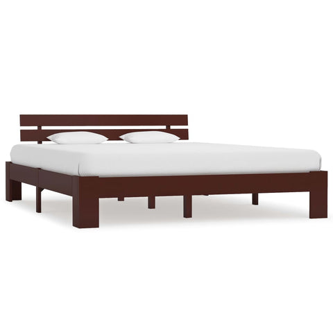 vidaXL Bed Frame without Mattress Dark Brown 140x200cm Solid Wood Pine
