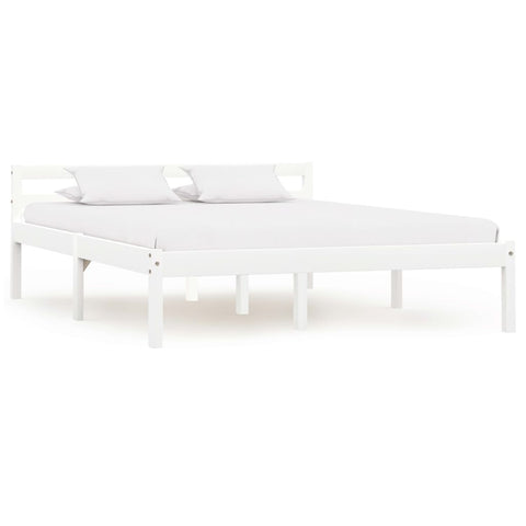 vidaXL Bed Frame without Mattress White Solid Pine Wood 120x200 cm