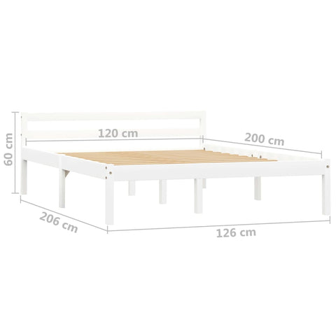 vidaXL Bed Frame without Mattress White Solid Pine Wood 120x200 cm