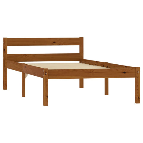 vidaXL Bed Frame without Mattress Honey Brown Solid Pine Wood 90x200 cm