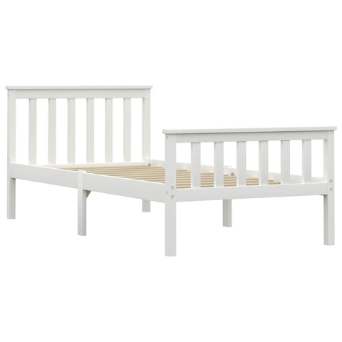 vidaXL Bed Frame without Mattress White Solid Pinewood 90x200 cm