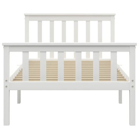 vidaXL Bed Frame without Mattress White Solid Pinewood 90x200 cm
