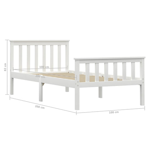 vidaXL Bed Frame without Mattress White Solid Pinewood 90x200 cm