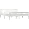 vidaXL Bed Frame without Mattress White Solid Pinewood 180x200 cm Super King