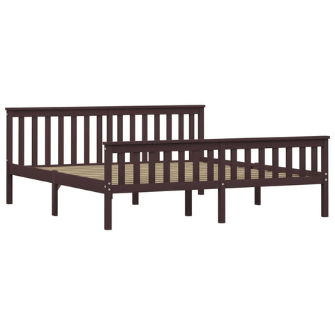 vidaXL Bed Frame without Mattress Dark Brown Solid Pinewood 180x200 cm Super King