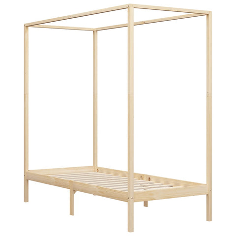 vidaXL Canopy Bed Frame without Mattress Solid Wood 100x200 cm