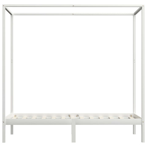 vidaXL Canopy Bed Frame without Mattress White Solid Wood 90x200 cm