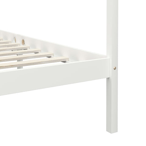 vidaXL Canopy Bed Frame without Mattress White Solid Wood 90x200 cm