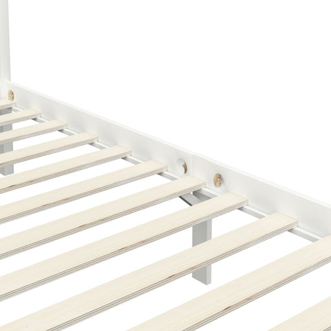 vidaXL Canopy Bed Frame without Mattress White Solid Wood 100x200 cm