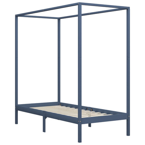 vidaXL Canopy Bed Frame without Mattress Grey Solid Wood 90x200 cm