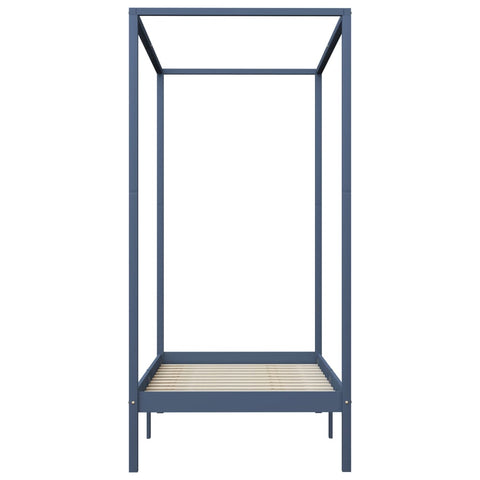 vidaXL Canopy Bed Frame without Mattress Grey Solid Wood 90x200 cm