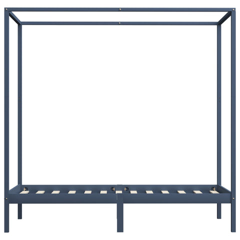 vidaXL Canopy Bed Frame without Mattress Grey Solid Wood 90x200 cm