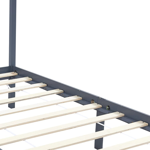 vidaXL Canopy Bed Frame without Mattress Grey Solid Wood 90x200 cm