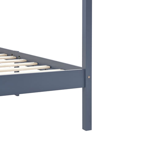 vidaXL Canopy Bed Frame without Mattress Grey Solid Wood 90x200 cm