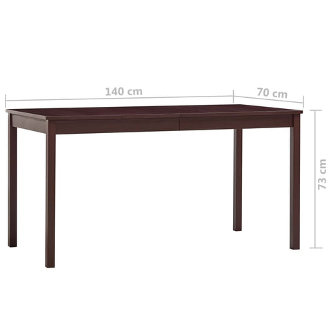 vidaXL Dining Table Dark Brown 140x70x73 cm Pinewood