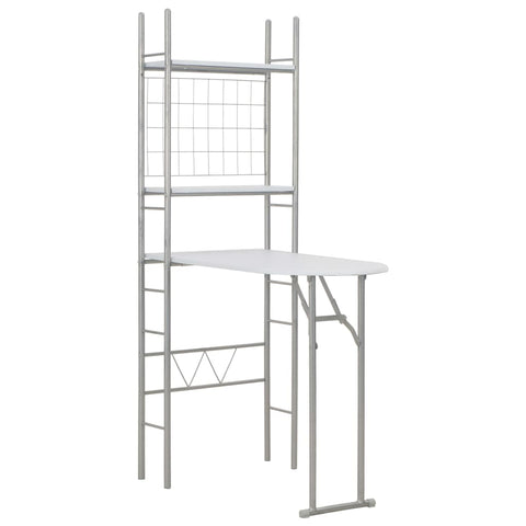 vidaXL 3 Piece Folding Dining Set with Storage Rack MDF and Steel White