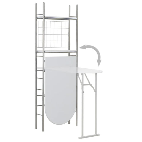 vidaXL 3 Piece Folding Dining Set with Storage Rack MDF and Steel White
