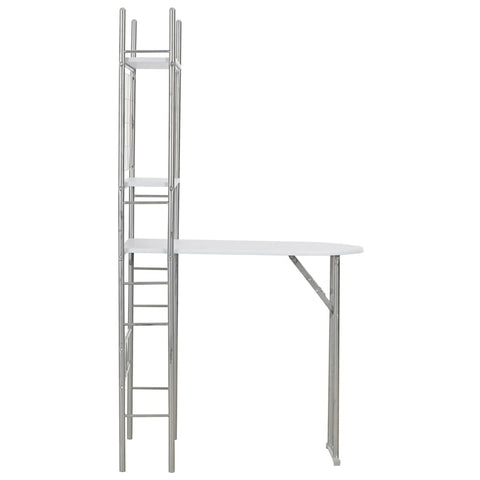 vidaXL 3 Piece Folding Dining Set with Storage Rack MDF and Steel White