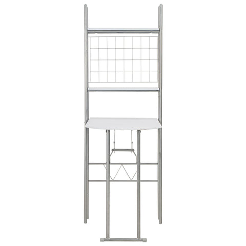 vidaXL 3 Piece Folding Dining Set with Storage Rack MDF and Steel White