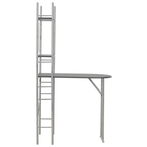 vidaXL 3 Piece Folding Dining Set with Storage Rack MDF and Steel Black