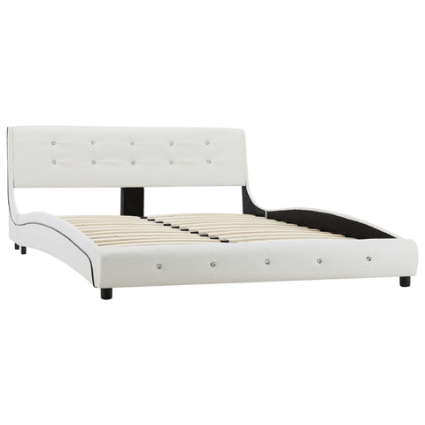 vidaXL Bed Frame without Mattress White Faux Leather 135x190 cm Double