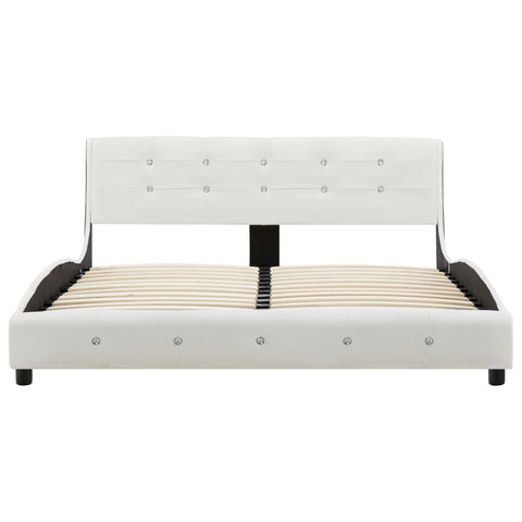 vidaXL Bed Frame without Mattress White Faux Leather 135x190 cm Double