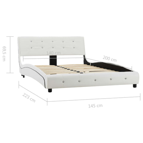 vidaXL Bed Frame without Mattress White Faux Leather 135x190 cm Double