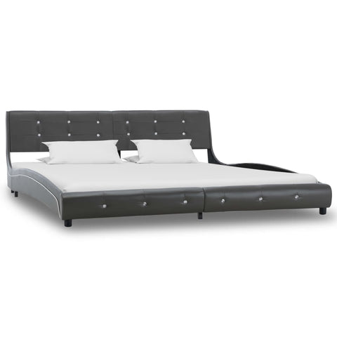 vidaXL Bed Frame without Mattress Grey Faux Leather 180x200 cm Super King