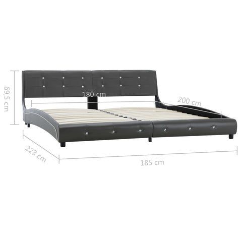 vidaXL Bed Frame without Mattress Grey Faux Leather 180x200 cm Super King