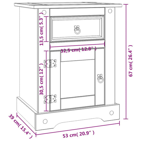 vidaXL Bedside Cabinet Mexican Pine Corona Range White 53x39x67 cm