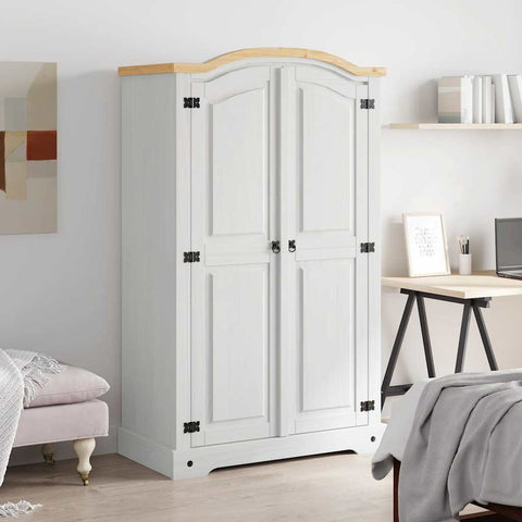 vidaXL Wardrobe Mexican Pine Corona Range 2 Doors White