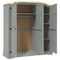 vidaXL Wardrobe Mexican Pine Corona Range 3 Doors Grey