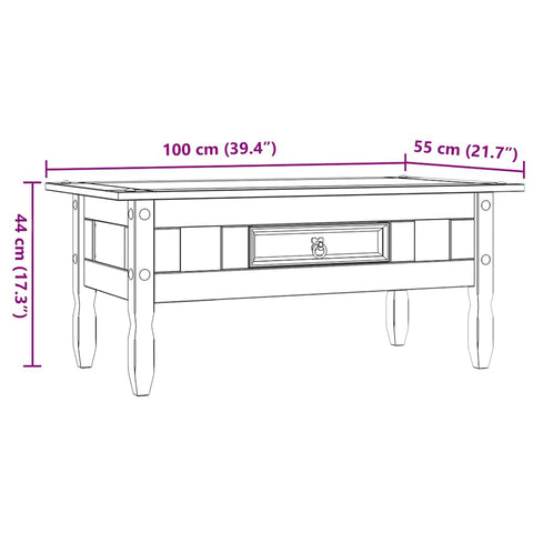vidaXL Coffee Table Mexican Pine Corona Range White 100x55x45 cm