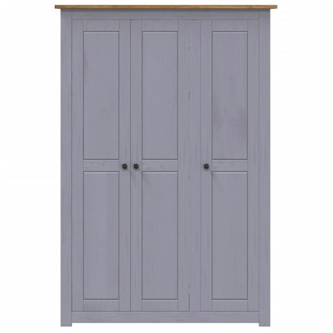 vidaXL 3-Door Wardrobe Grey 118x50x171.5 cm Pine Panama Range