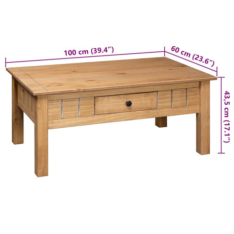 vidaXL Coffee Table 100x60x43.5 cm Solid Pine Wood Panama Range