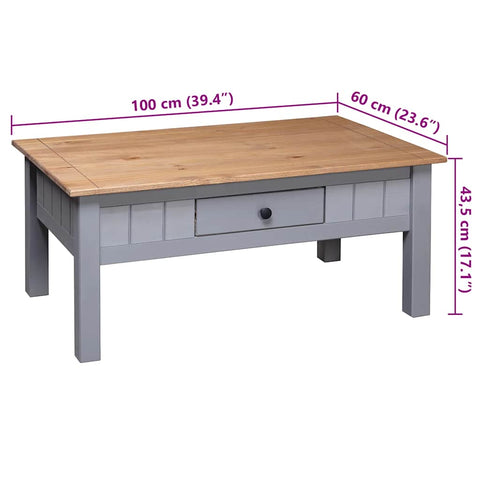 vidaXL Coffee Table Grey 100x60x43.5 cm Solid Pine Wood Panama Range
