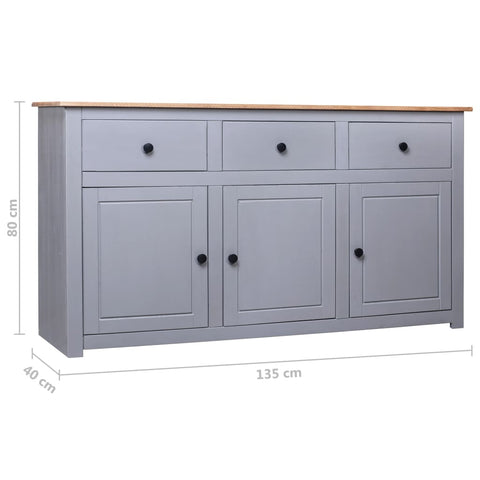 vidaXL Sideboard Grey 135x40x80 cm Solid Pinewood Panama Range