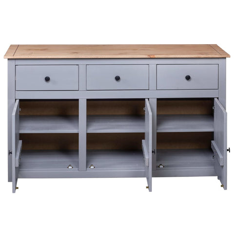 vidaXL Sideboard Grey 135x40x80 cm Solid Pinewood Panama Range