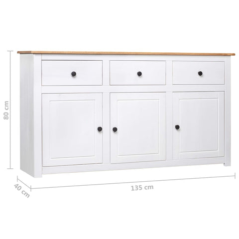 vidaXL Sideboard White 135x40x80 cm Solid Pinewood Panama Range
