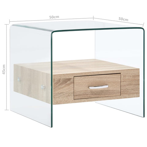 vidaXL Coffee Table with Drawer 50x50x45 cm Tempered Glass