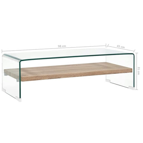 vidaXL Coffee Table Clear 98x45x31 cm Tempered Glass
