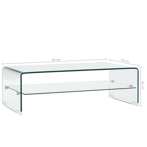 vidaXL Coffee Table Clear 98x45x31 cm Tempered Glass