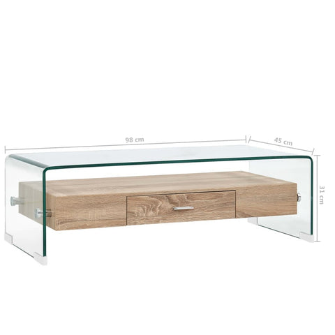 vidaXL Coffee Table Clear 98x45x31 cm Tempered Glass