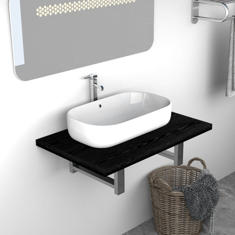 vidaXL Bathroom Wall Shelf for Basin Black 60x40x16.3 cm