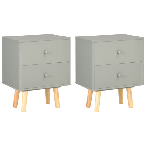 vidaXL Bedside Cabinets 2 pcs Grey 40x30x50 cm Solid Pinewood
