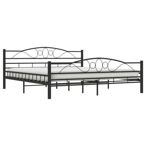 vidaXL Bed Frame without Mattress Black Steel 180x200 cm Super King