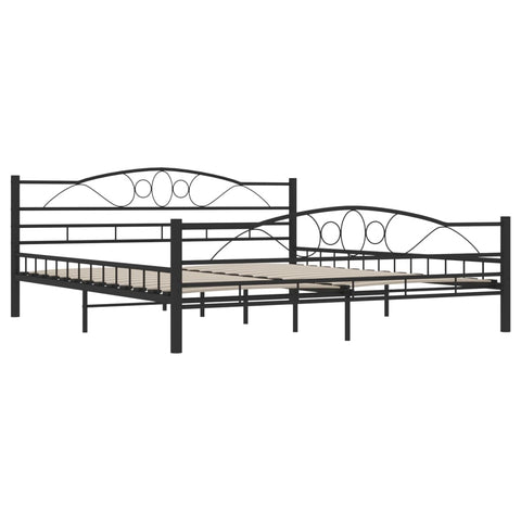 vidaXL Bed Frame without Mattress Black Steel 180x200 cm Super King